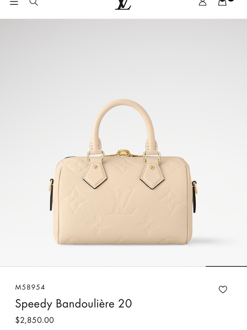 Louis Vuitton Cream Monogram Speedy Bandoulière Satchel